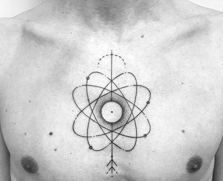 点刺几何胸口纹身图案