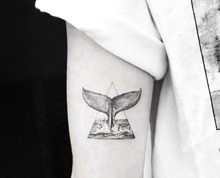 小清新小臂鲸鱼海纹身图案