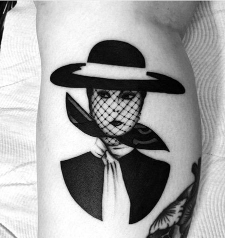 小清新大腿人像纹身图案