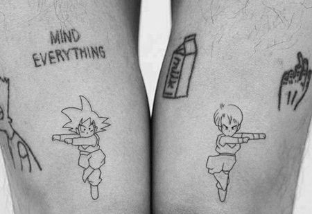 线条小清新小臂七龙珠孙悟饭特兰克斯纹身图案