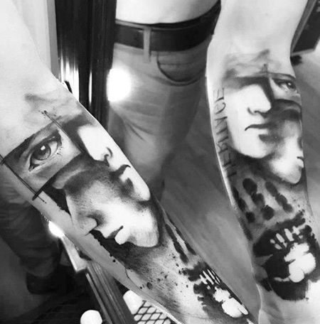 写实小臂人像眼睛纹身图案