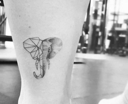 点刺线条几何小清新小臂大象纹身图案