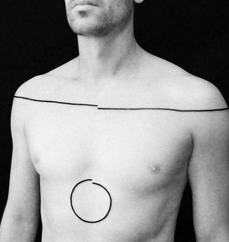 小清新线条胸口肚子纹身图案