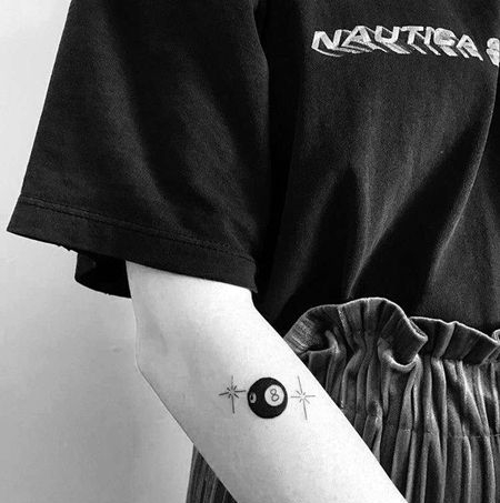 小清新小臂台球纹身图案