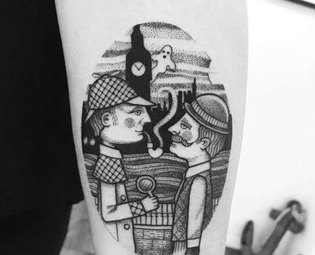 点刺小臂卡通人像纹身图案