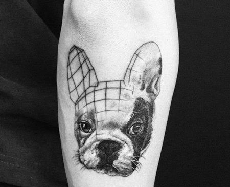 写实大腿小臂狗纹身图案