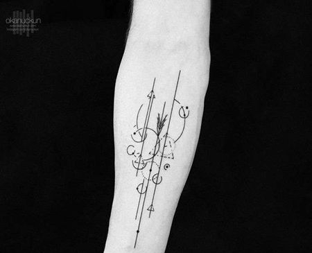 小清新线条几何小臂纹身图案