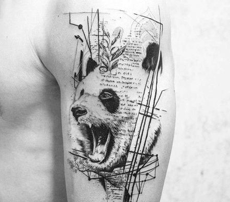 写实大臂熊猫纹身图案