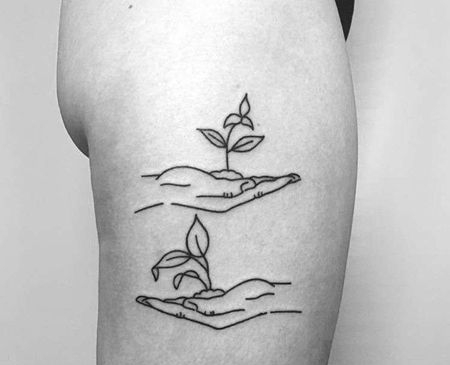 小清新大腿手纹身图案