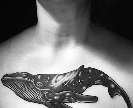写实前胸鲸鱼纹身图案