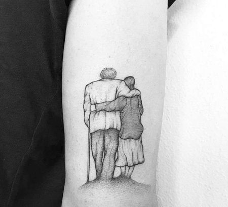 点刺小清新大臂人像纹身图案