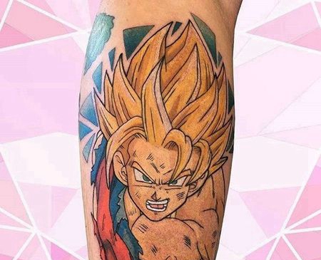New School小臂七龙珠孙悟空超级赛亚人纹身图案
