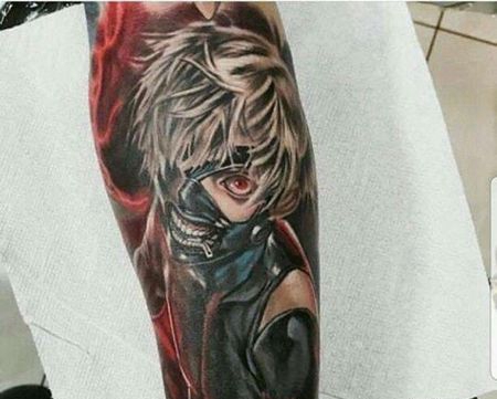 卡通小臂东京食尸鬼金木研纹身图案