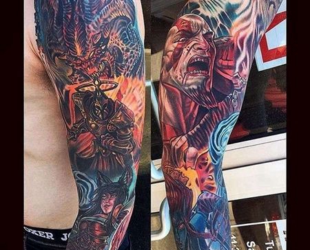 卡通胳膊英雄联盟纹身图案