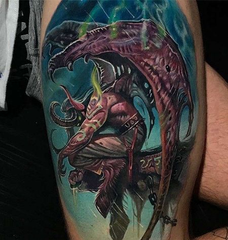 卡通大臂恶魔纹身图案