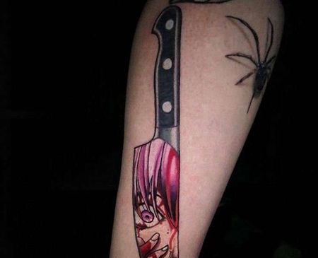 卡通小臂匕首纹身图案