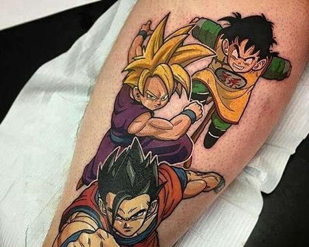 卡通小腿七龙珠孙悟空孙悟饭孙悟天纹身图案