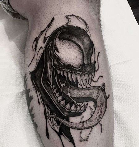 卡通小腿点刺毒液纹身图案