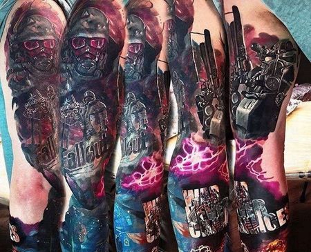 写实大臂战争人像纹身图案