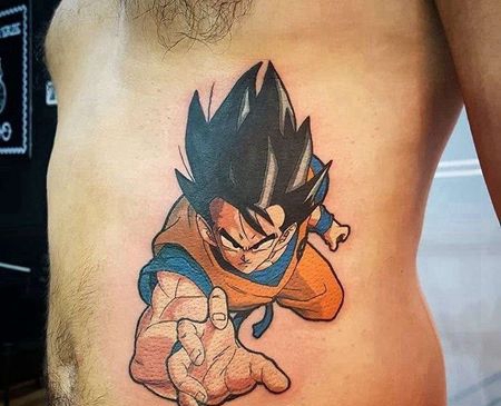 卡通侧腰七龙珠孙悟空纹身图案