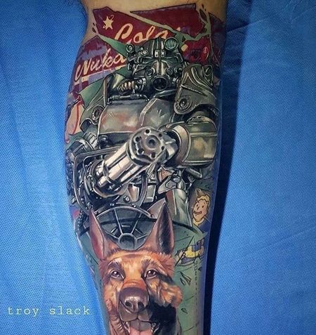 卡通小腿机器人狗纹身图案