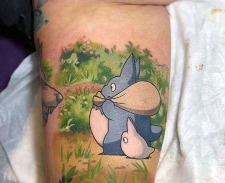 卡通大臂宫崎骏龙猫纹身图案