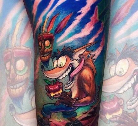 卡通大臂狐狸纹身图案