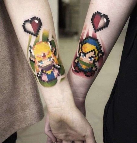 卡通小臂像素纹身图案