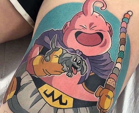 卡通大腿七龙珠魔人纹身图案