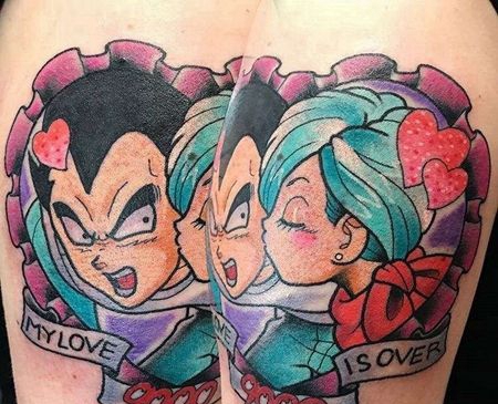 卡通大腿七龙珠贝吉塔布尔玛纹身图案