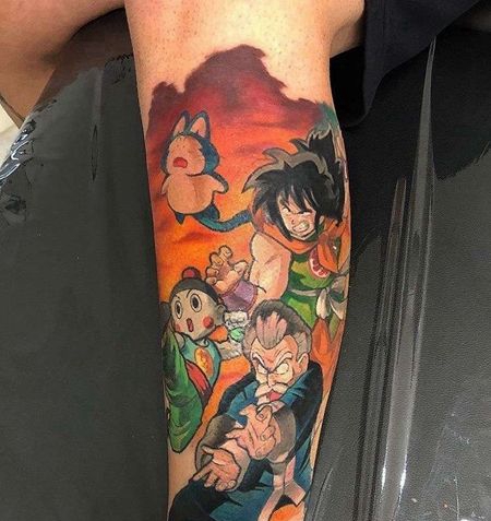 卡通小腿七龙珠天津饭饺子纹身图案