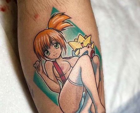 卡通小腿宠物小精灵小霞纹身图案