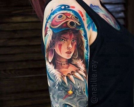 卡通大臂英雄联盟狂野女猎手纹身图案