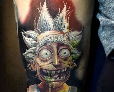 卡通大臂瑞克和莫蒂纹身图案