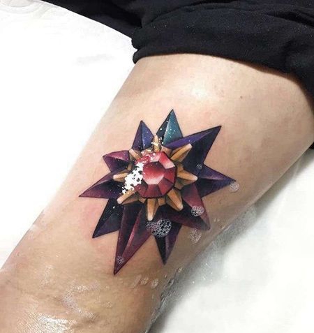 卡通小臂宠物小精灵宝石海星纹身图案