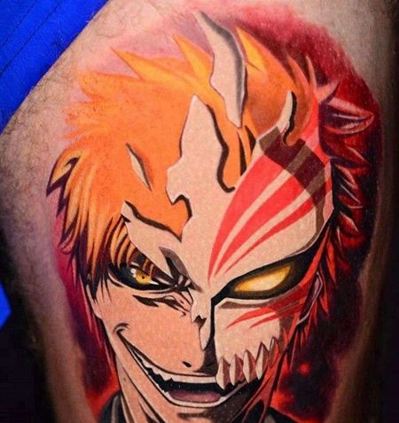 卡通大腿死神黑崎一护纹身图案