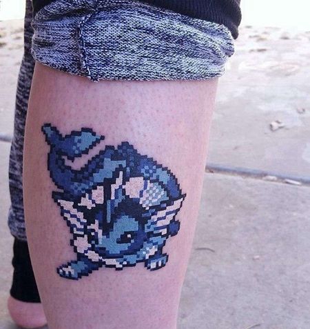 卡通小腿像素纹身图案