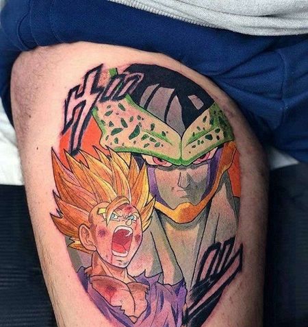 卡通大腿七龙珠孙悟饭纹身图案