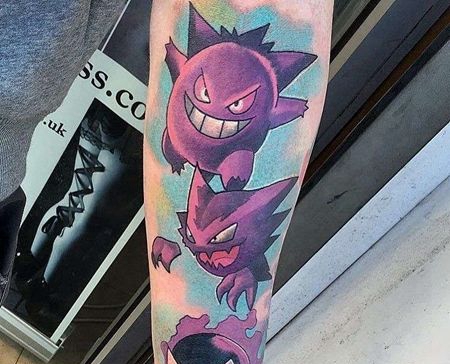 卡通小臂宠物小精灵鬼斯通纹身图案