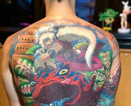卡通后背火影忍者自来也纹身图案