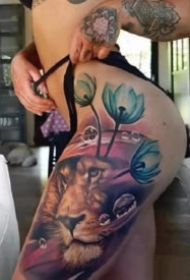 大腿处的9款欧美立体写实纹身作品