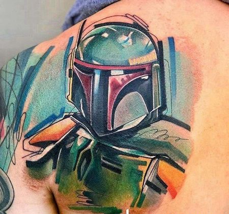 卡通后肩战士纹身图案