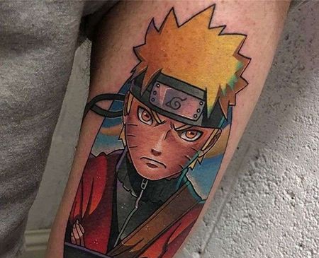 卡通小臂火影忍者鸣人纹身图案