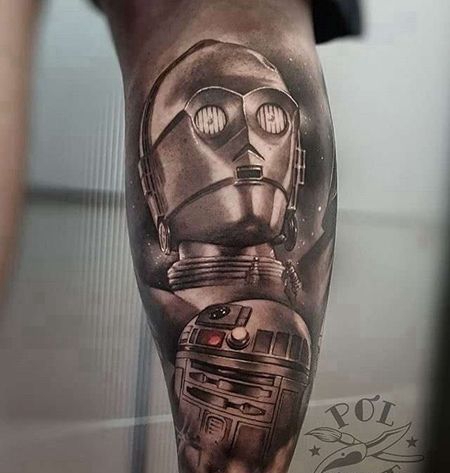 写实小腿机器人纹身图案