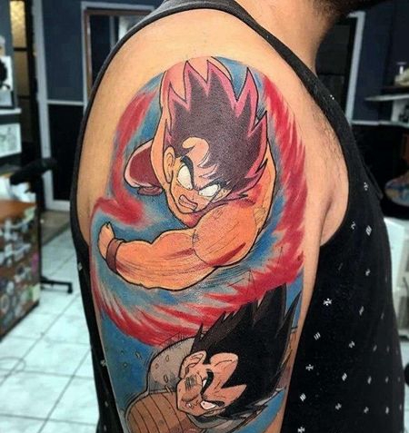 卡通大臂七龙珠孙悟空贝吉塔纹身图案