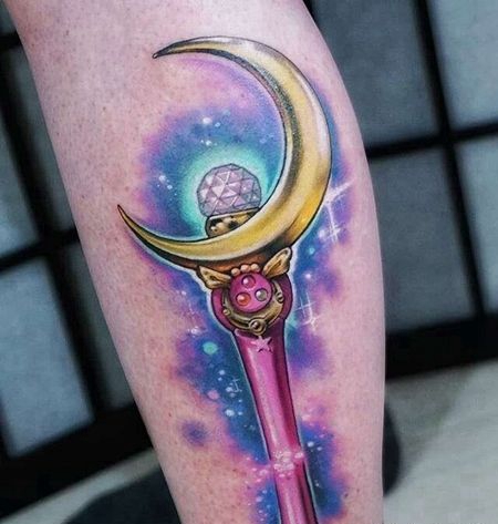 卡通小腿仙女棒纹身图案