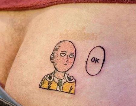 卡通大腿一拳超人纹身图案