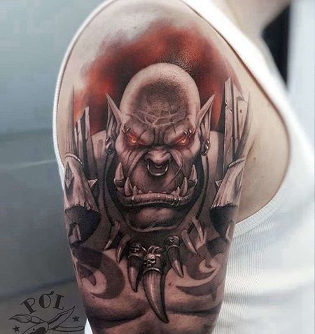 卡通大臂魔兽世界纹身图案