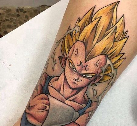 卡通大臂七龙珠贝吉塔超级赛亚人纹身图案