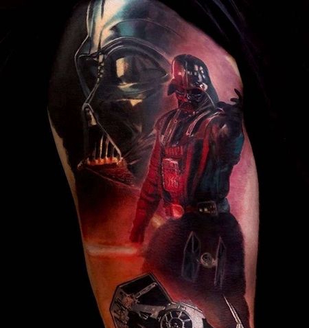 写实大臂星际大战黑武士纹身图案